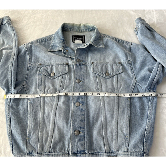 VTG Versace Denim Jacket Men Light Wash Sz Small Made in Italy y1973 Trucker 70s - Picture 4 of 12